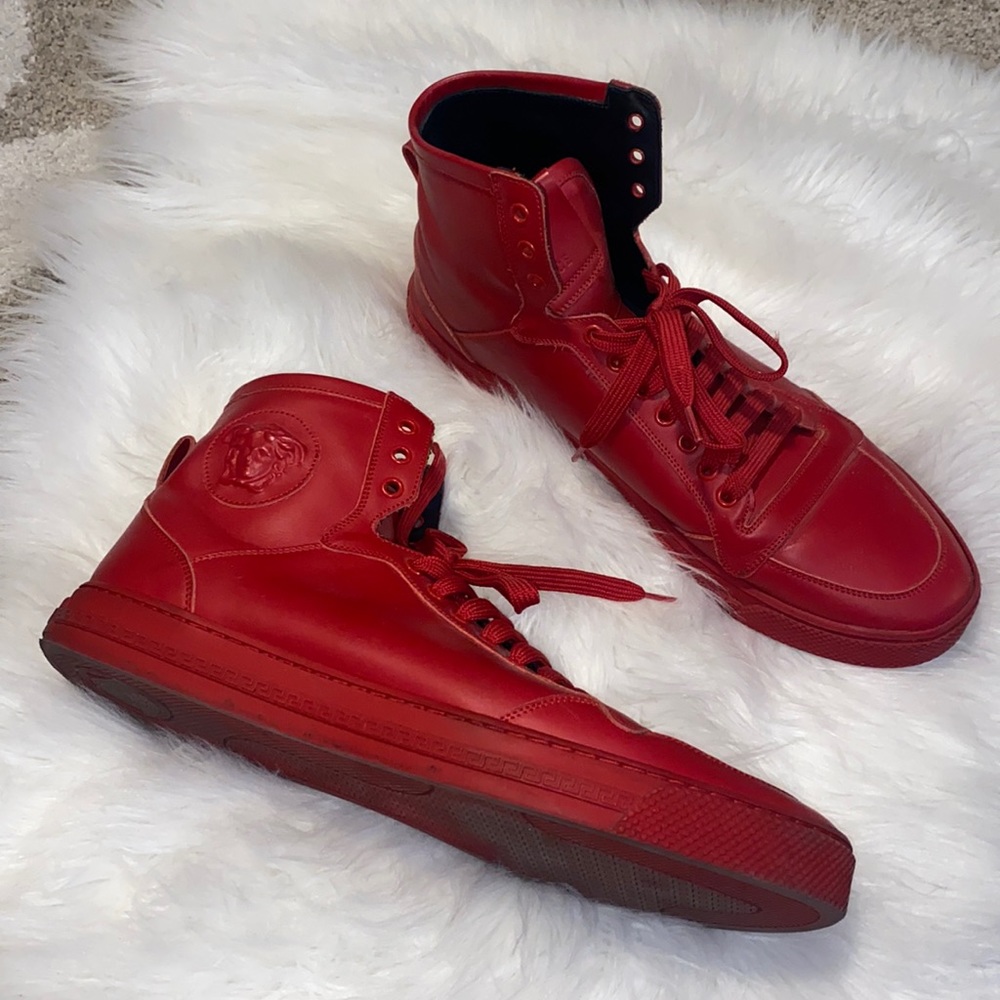 Versace high top red sneakers